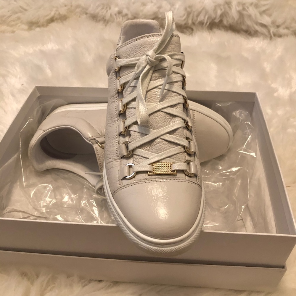 Off white leather sneakers